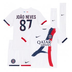 Paris Saint-Germain Joao Neves #87 Borte skjorte til barn 2024-25 Kortermet (+ korte bukser)